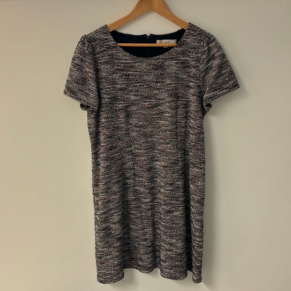 LOFT multi color tweed dress, Sz 12